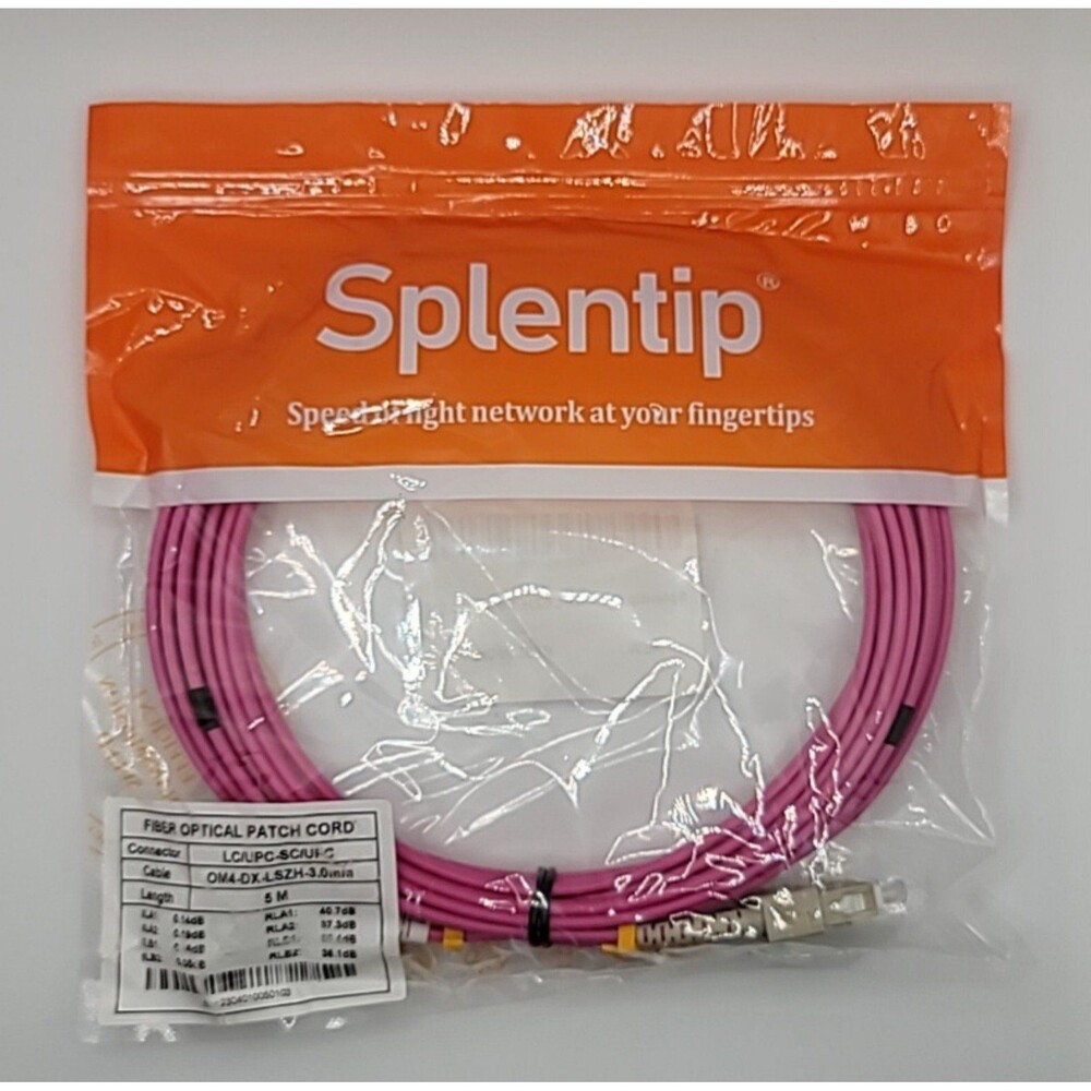 5 M LC UPC to LC UPC Duplex OM4 Multimode 3.0mm Fiber Optic Patch Cord Splentip